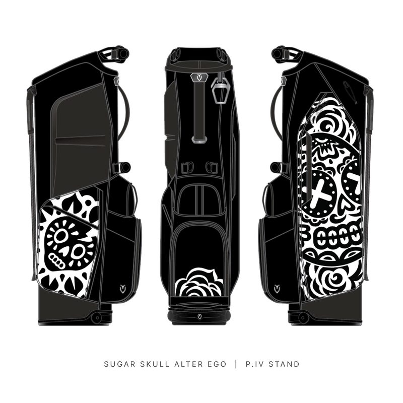 B/W Sugar Skull Vessel Player IV Golf Bag